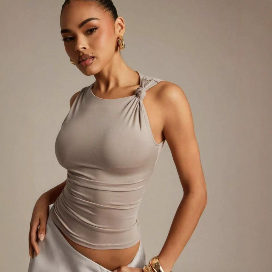 Damen Elegantes Oberteil mit Knoten-Detail und figurbetontem Schnitt R&B