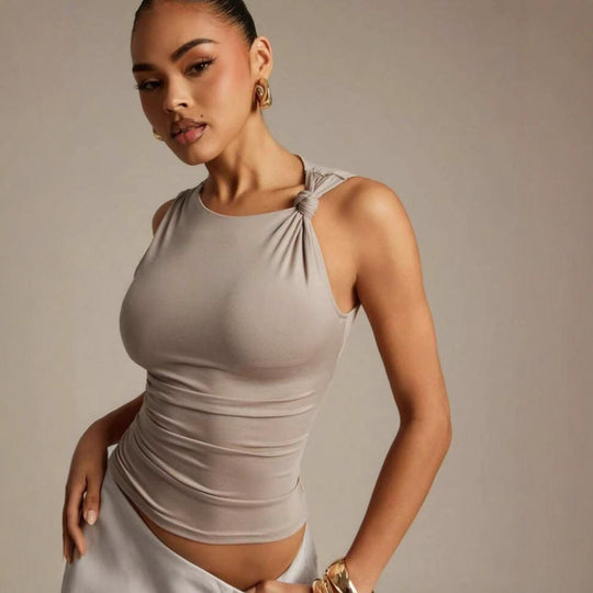 Damen Elegantes Oberteil mit Knoten-Detail und figurbetontem Schnitt R&B
