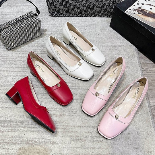 Damen Komfortable Blockabsatz-Pumps mit zarter Schnalle R&B