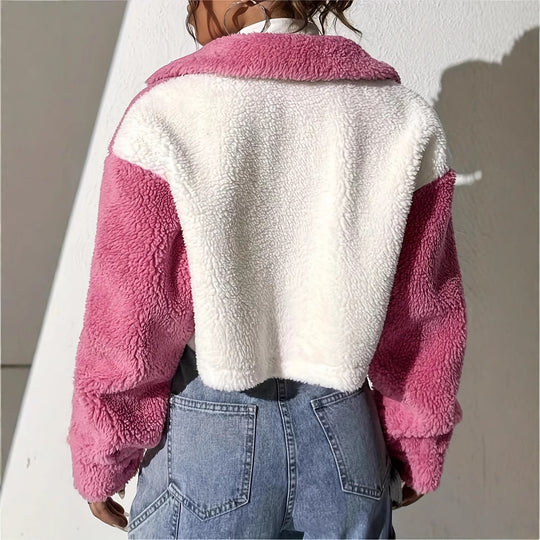 Damen Fleecejacke im Oversize-Stil mit Taschen R&B