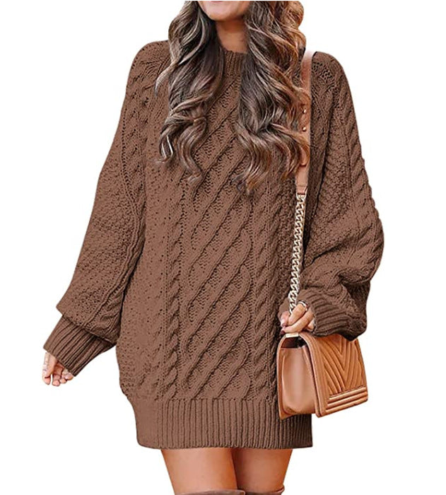 Damen Großer Strickpullover mit Zopfmuster und lässigem Schnitt R&B
