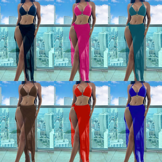 Damen Bikiniset mit transparentem Maxirock R&B