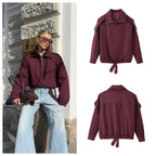 Damen lässige Übergangsjacke mit hohem Kragen und verstellbarem Kordelzug R&B