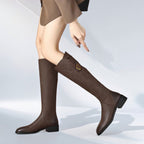 Damen Elegante Reiterstiefel mit seitlichem Reißverschluss und komfortabeler Sohle