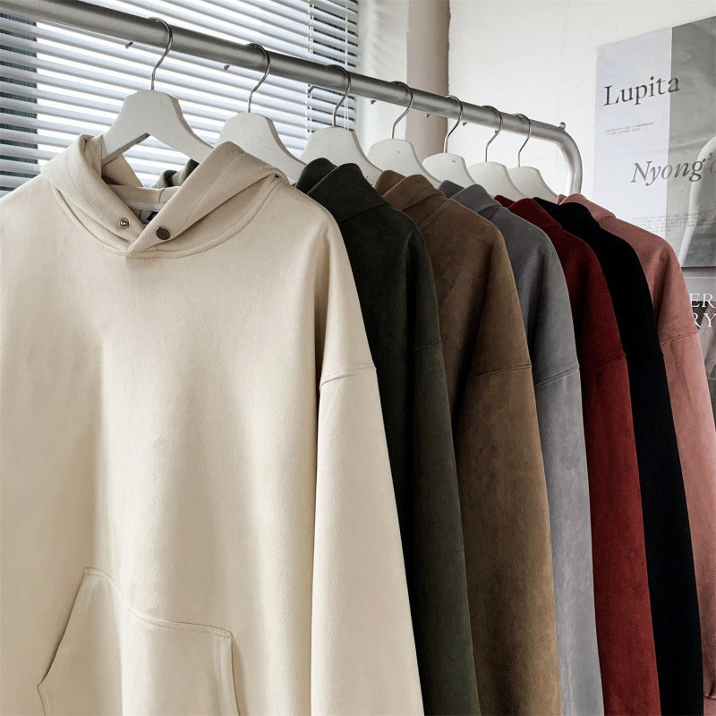 Damen gemütlicher Kapuzenpullover im modernen Velourslook R&B
