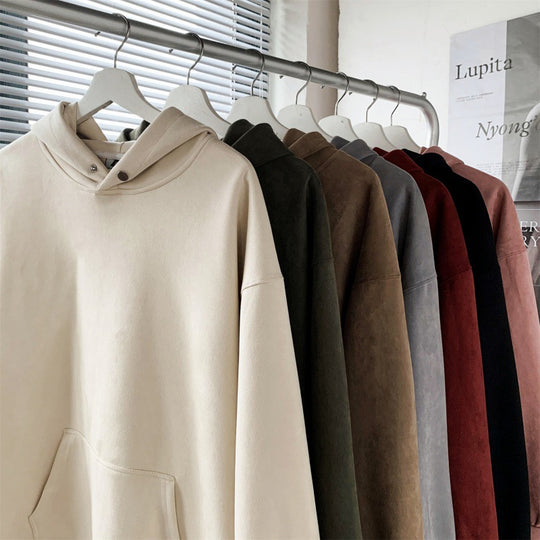 Damen gemütlicher Kapuzenpullover im modernen Velourslook R&B