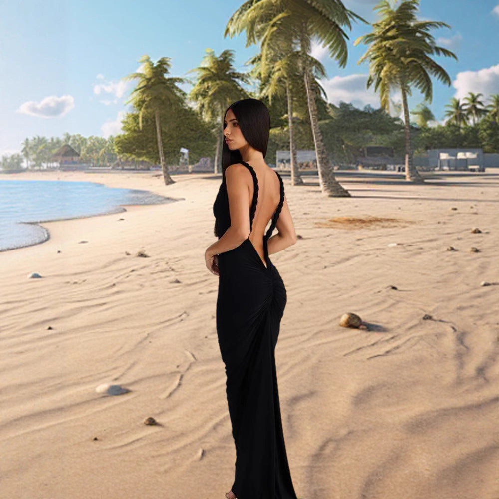Damen Elegantes figurumspielendes Maxikleid mit Spaghettiträgern und raffinierten Details R&B