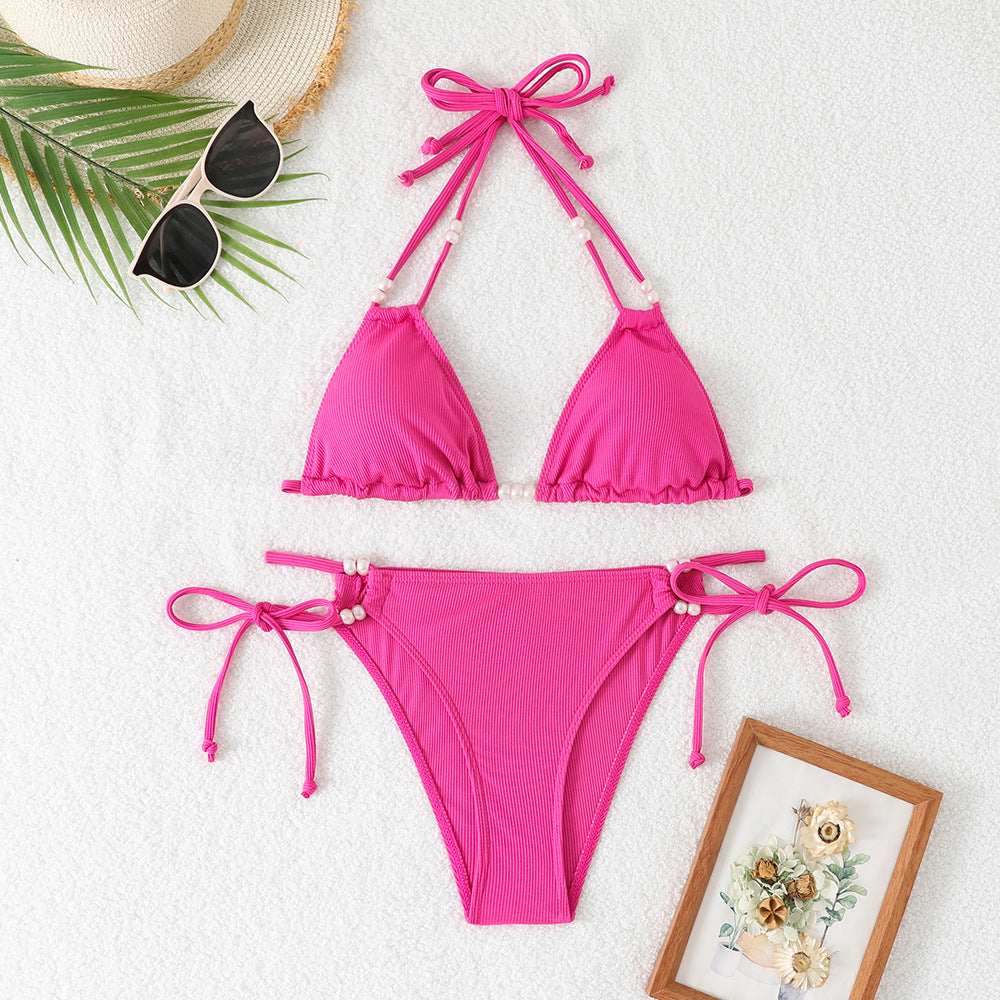 Damen Triangel-Bikini mit raffinierten Perlenakzenten R&B