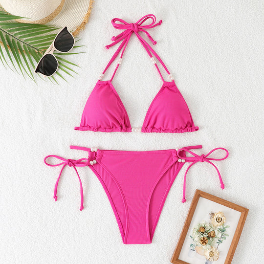 Damen Triangel-Bikini mit raffinierten Perlenakzenten R&B