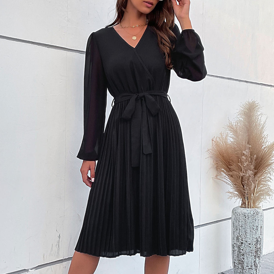 Damen Plissiertes Wickelkleid mit Gürtel R&B
