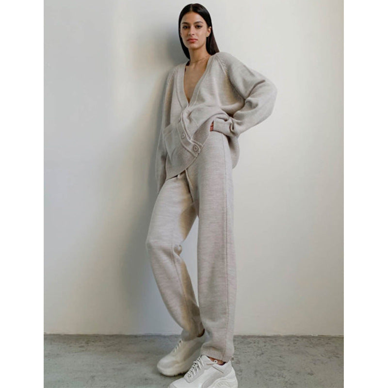 Damen Strickcardigan mit tiefem V-Ausschnitt und großen Taschen R&B