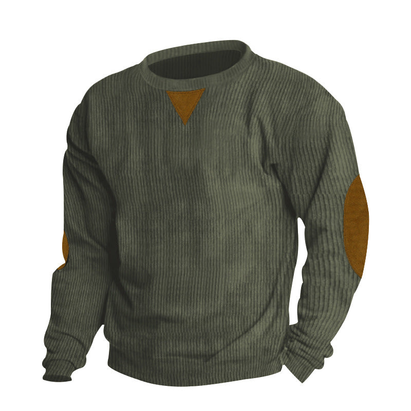 Herren Strickpullover mit einzigartigem strukturiertem Design und aufgesetzten Ellbogenpatches R&B