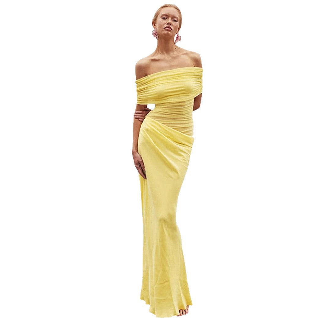 Damen Elegantes Wickelkleid mit Off-Shoulder Design und Drapierungseffekt R&B