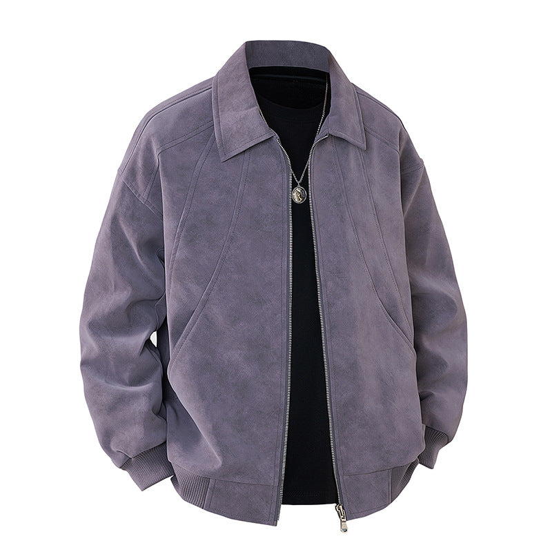 Herren elegante Wildlederjacke mit strukturiertem Schnitt R&B