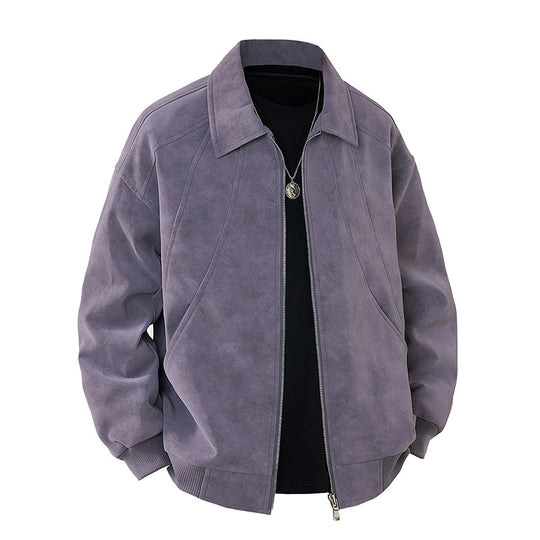 Herren elegante Wildlederjacke mit strukturiertem Schnitt R&B
