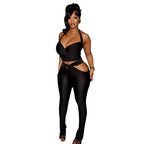 Damen Elegantes Outfit mit figurbetonter Hose und verführerischem Top R&B