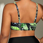Damen Bikini-Top mit tiefem V-Ausschnitt und floralem Design R&B