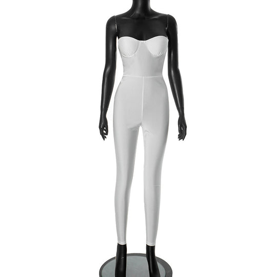Damen figurbetonter Jumpsuit mit trägerlosem Design und elegantem Schnitt R&B