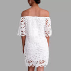 Damen Off-Shoulder Kleid mit floralen Cut-Outs und luftigen Ärmeln R&B