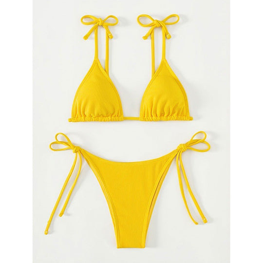 Damen Triangel-Bikini mit verspieltem Bindedesign R&B