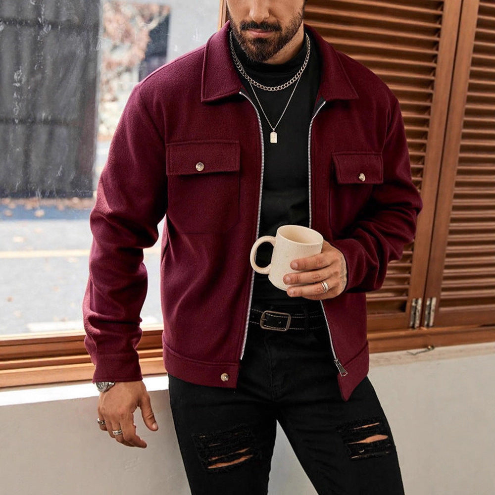 Herren nan CPO-inspiriertes Overshirt-Jacke mit aufgesetzten Brusttaschen und Reißverschluss R&B