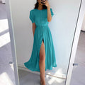 Damen Hemdkleid mit hochgeschlossenem Kragen und seitlichem Schlitz