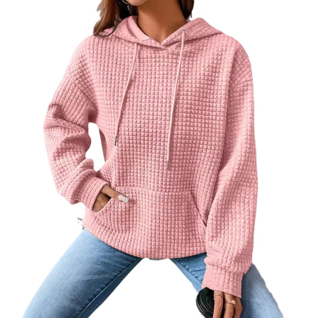Damen stylischer Hoodie mit strukturiertem Material und Kängurutasche R&B