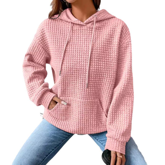 Damen stylischer Hoodie mit strukturiertem Material und Kängurutasche R&B