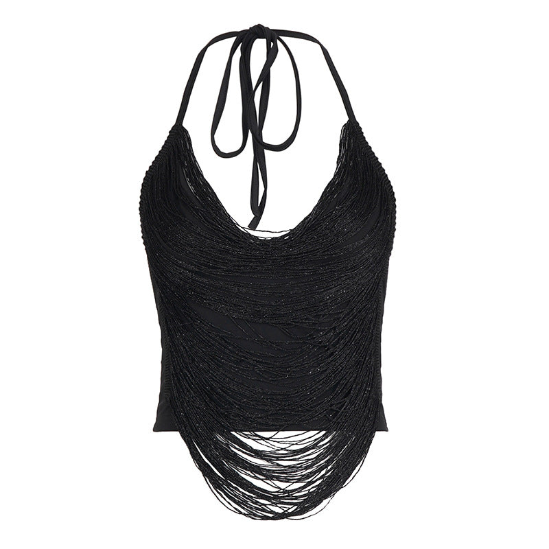 Damen Crop-Top mit eleganten Fransenverzierungen R&B