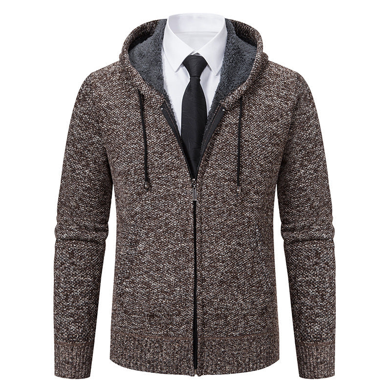 Herren modische Strickjacke mit Kapuze und elegantem Reißverschluss Heidi-Mode