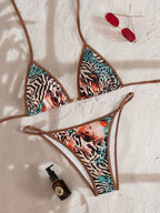 Damen Triangel-Bikini mit animalischem Druck R&B