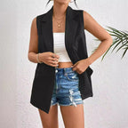 Damen ärmelloser Blazer mit klassischem Schnitt und praktischen Taschen R&B