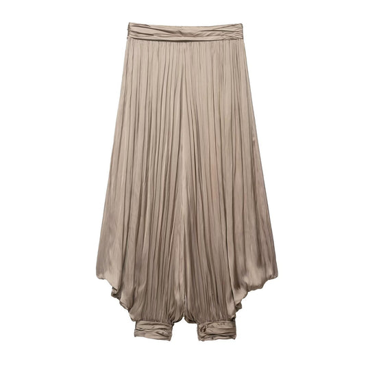 Damen Hochwertige Plisseehose mit elastischem Bund und schmalem Bein R&B