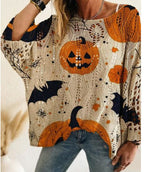 Damen Häkeloberteil mit Halloween-Motiv und weitem Schnitt R&B