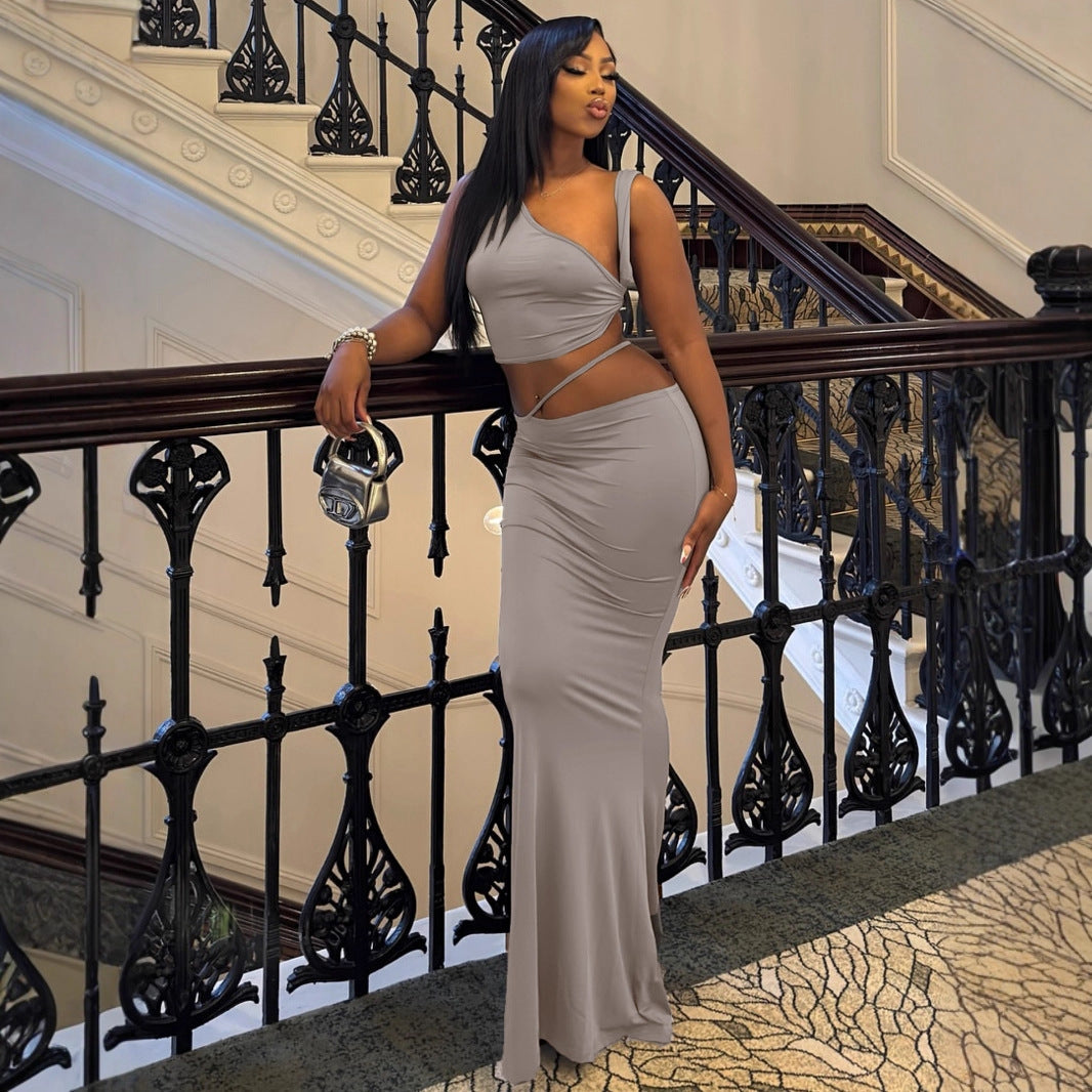 Damen Elegantes Wickelkleid mit asymmetrischem Schnitt und figurbetontem Design R&B
