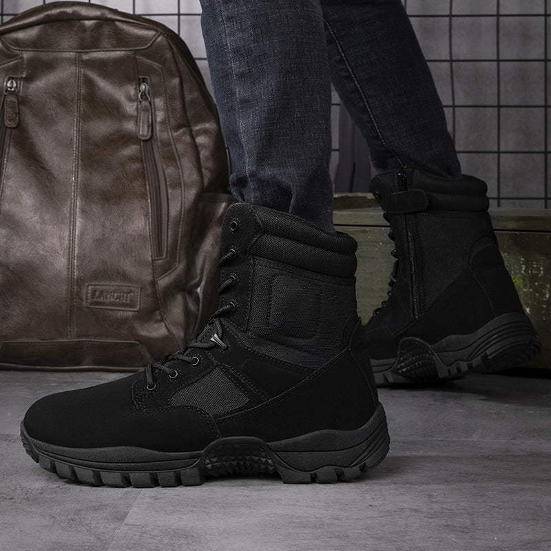 Herren Tactical Stiefel mit strapazierfähigem Obermaterial und hohem Knöchelschutz R&B