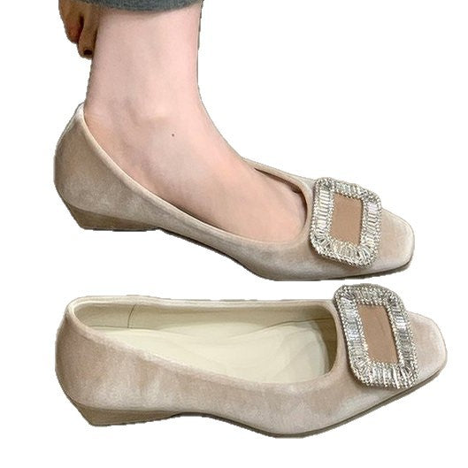 Damen elegante Ballerinas mit funkelnder Schnallenverzierung R&B