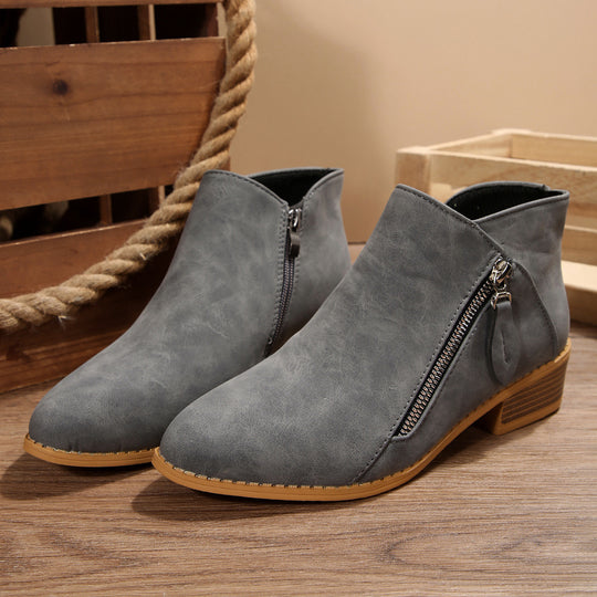 Damen elegante Stiefeletten mit seitlichem Reißverschluss und modischem Design R&B