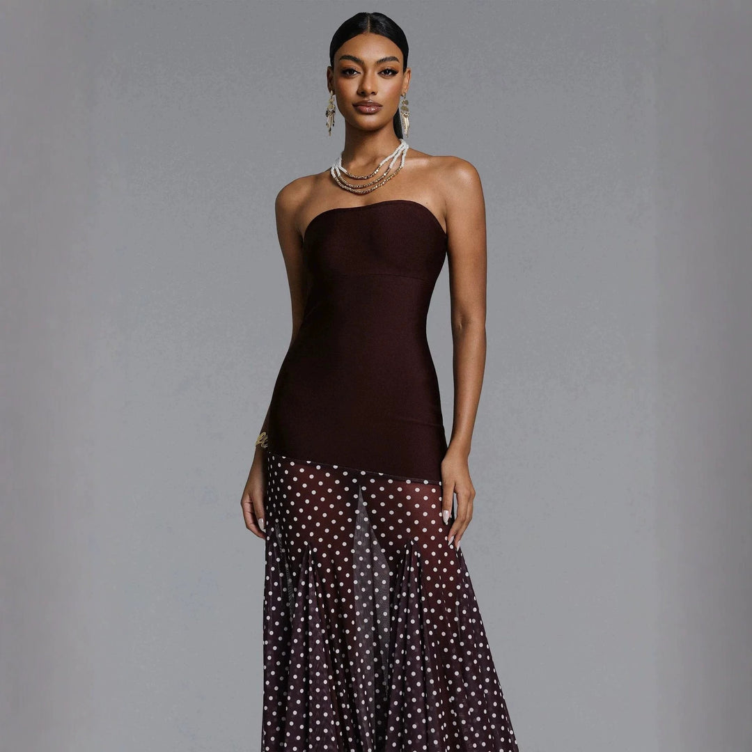 Damen Elegantes Stretch-Top mit transparentem Rüschenrock R&B