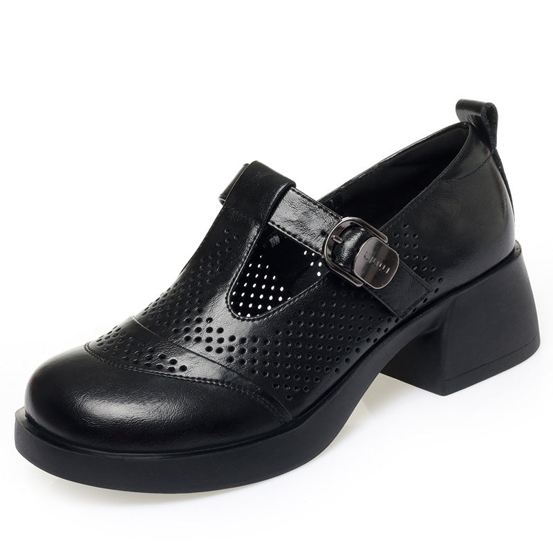 Damen Halbschuhe mit modischem Riemchen und atmungsaktiver Lochoptik R&B