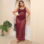 Damen transparentes Strandkleid mit seitlichen Schlitzen R&B