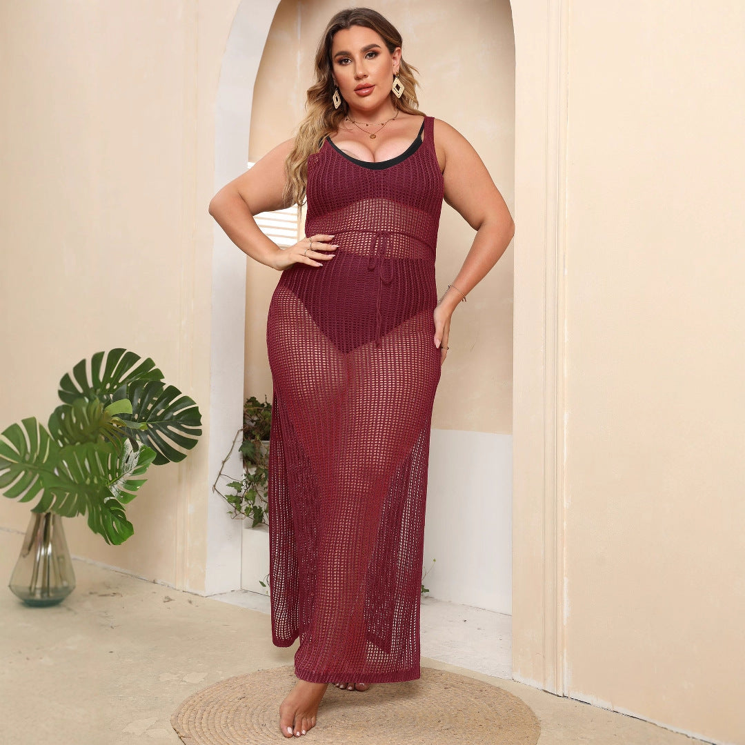 Damen transparentes Strandkleid mit seitlichen Schlitzen R&B