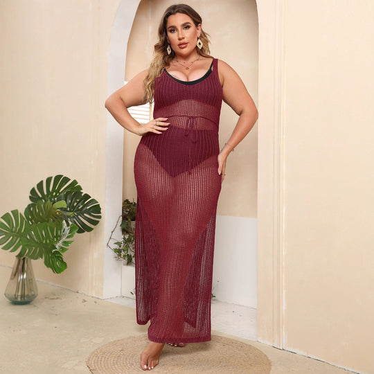 Damen transparentes Strandkleid mit seitlichen Schlitzen R&B