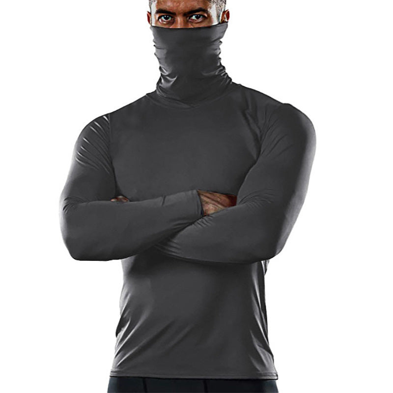Herren funktionales Langarmshirt mit hohem Kragen und feuchtigkeitsregulierendem Material R&B
