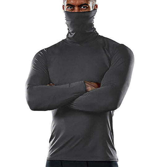 Herren funktionales Langarmshirt mit hohem Kragen und feuchtigkeitsregulierendem Material R&B