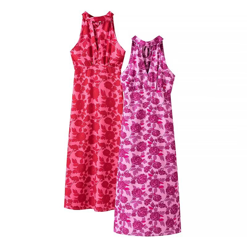 Damen Maxikleid im floralen Design mit elegantem Rückenausschnitt R&B