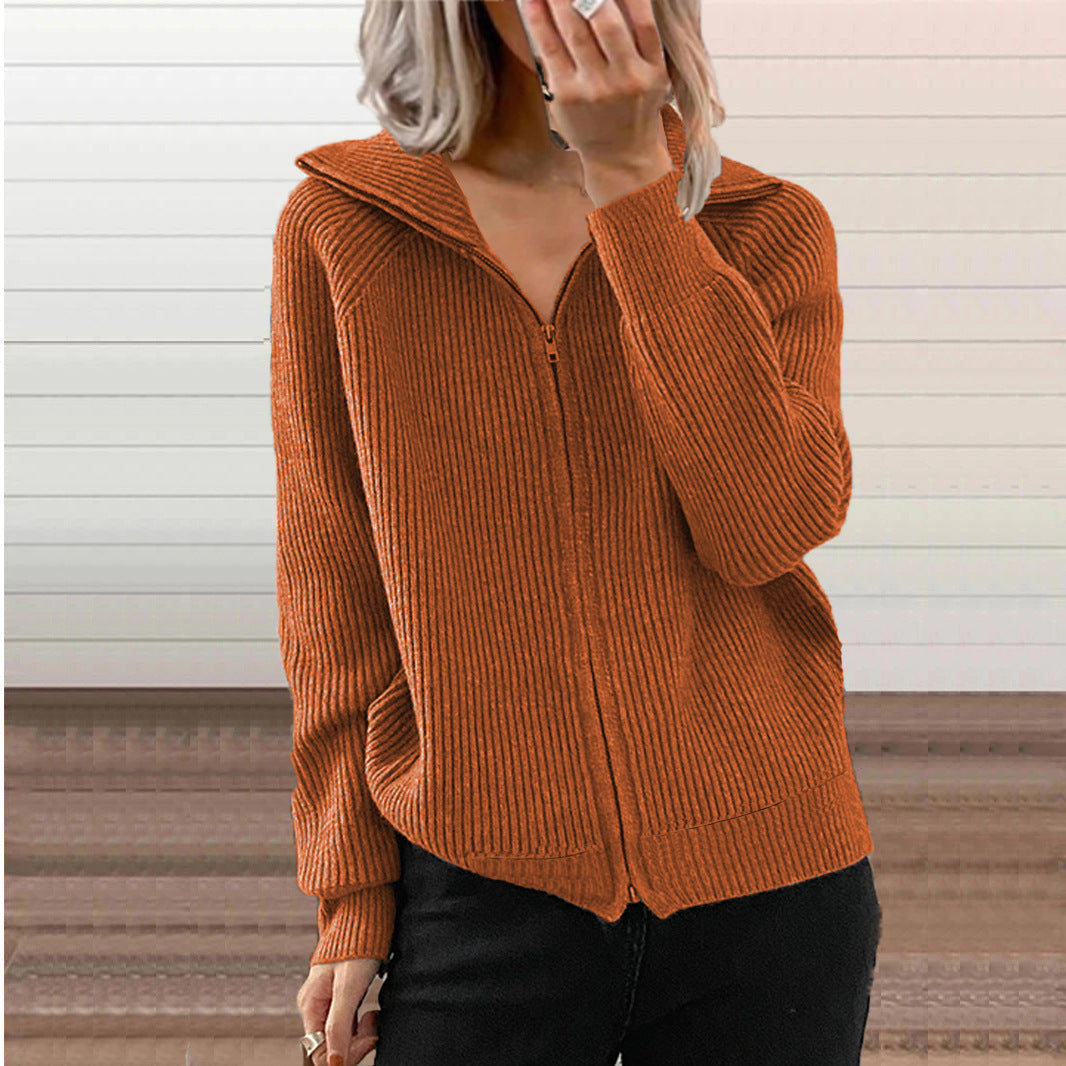 Damen Strickjacke mit Kapuze und strukturiertem Rippdesign R&B