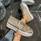 Damen Glamouröse Slip-On Sneakers mit funkelnden Applikationen