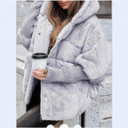 Damen Fleece-Wendejacke mit voluminösem Schnitt und hohem Kragen R&B