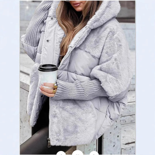 Damen Fleece-Wendejacke mit voluminösem Schnitt und hohem Kragen R&B